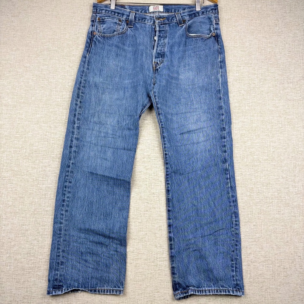 Vintage Levis 501 Mens 36x30 Original Fit Jeans Thigh Faded Denim